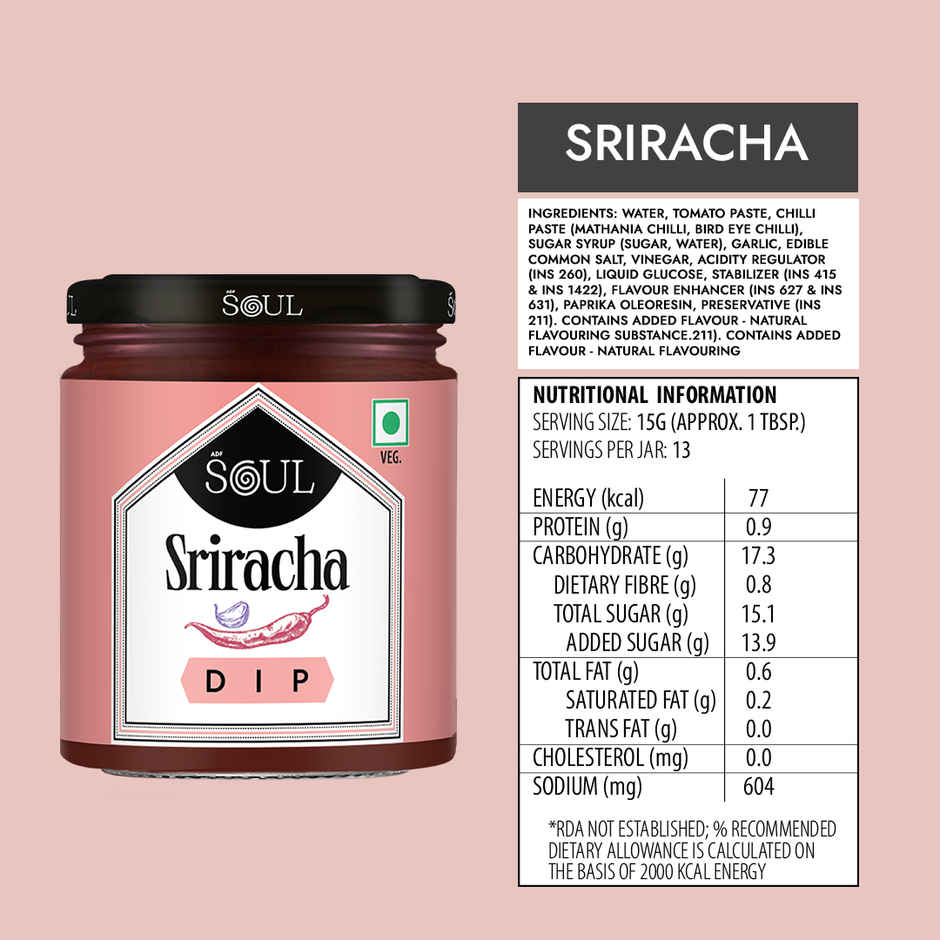 Adf Soul Sriracha Dip (200g) & Doritos Nacho Chips - Sweet Chilli Flavour (45g) Combo