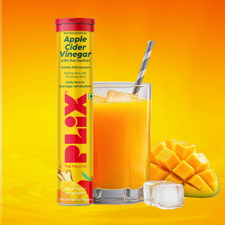 Plix Apple Cider Vinegar Effervescent for Weight Loss (Mango) - Pack Of 1 Combo