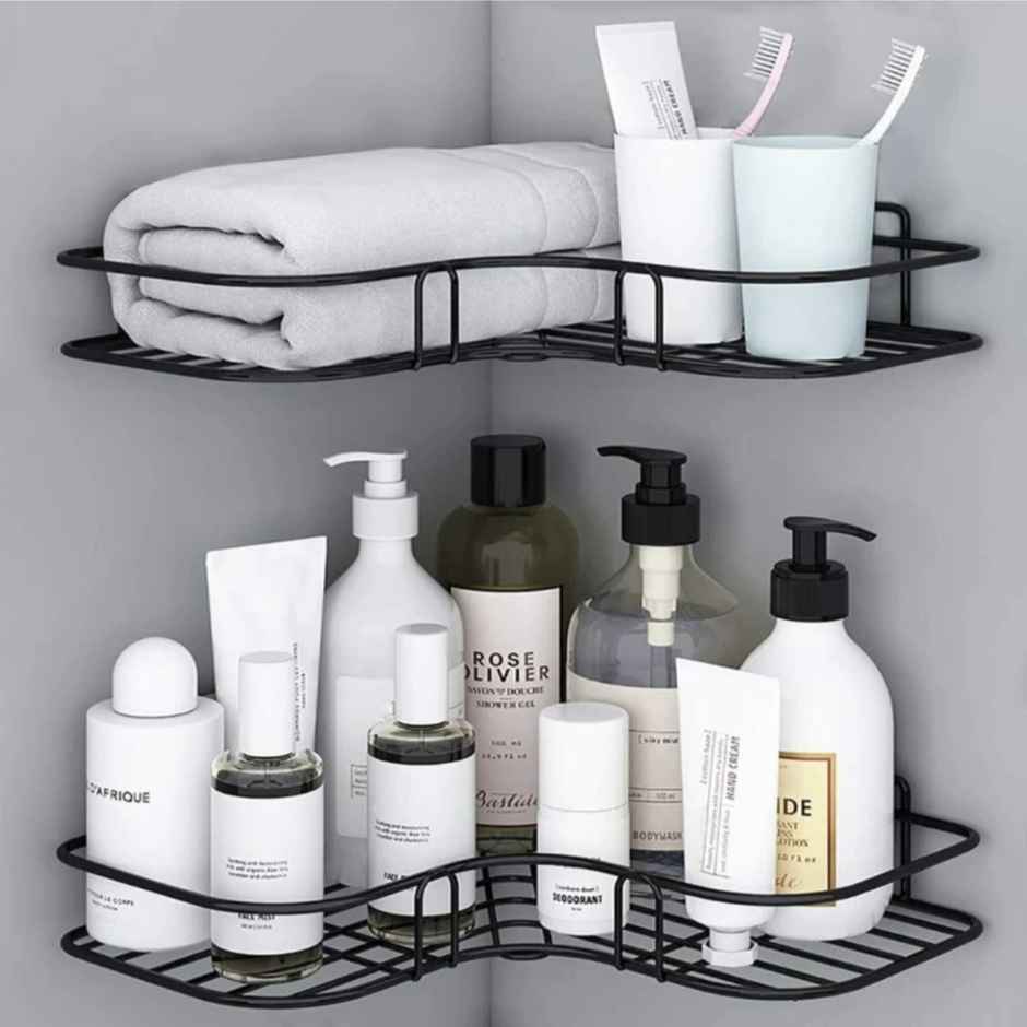 Clayplus Self Adhesive Corner Shelf Bathroom Organizer With Two Self Adhesive Screw