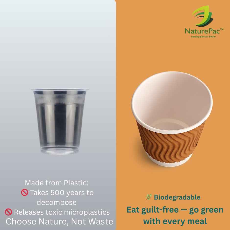 Ripple Paper Cups | 150 ml | 25 pcs | Disposable and Sturdy | Naturepac
