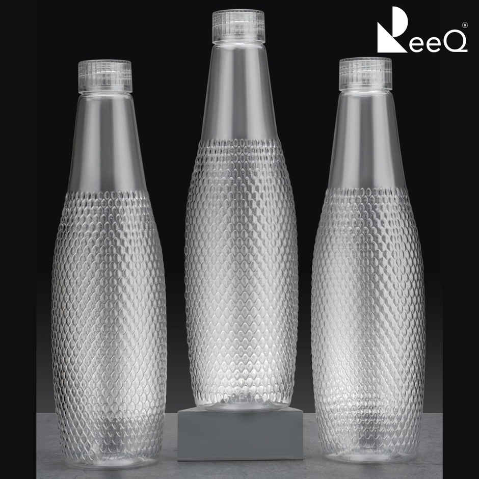 ReeQ Water Bottle Set for Fridge Use | Non-Toxic, BPA Free | Textured Grip - 1 L Each