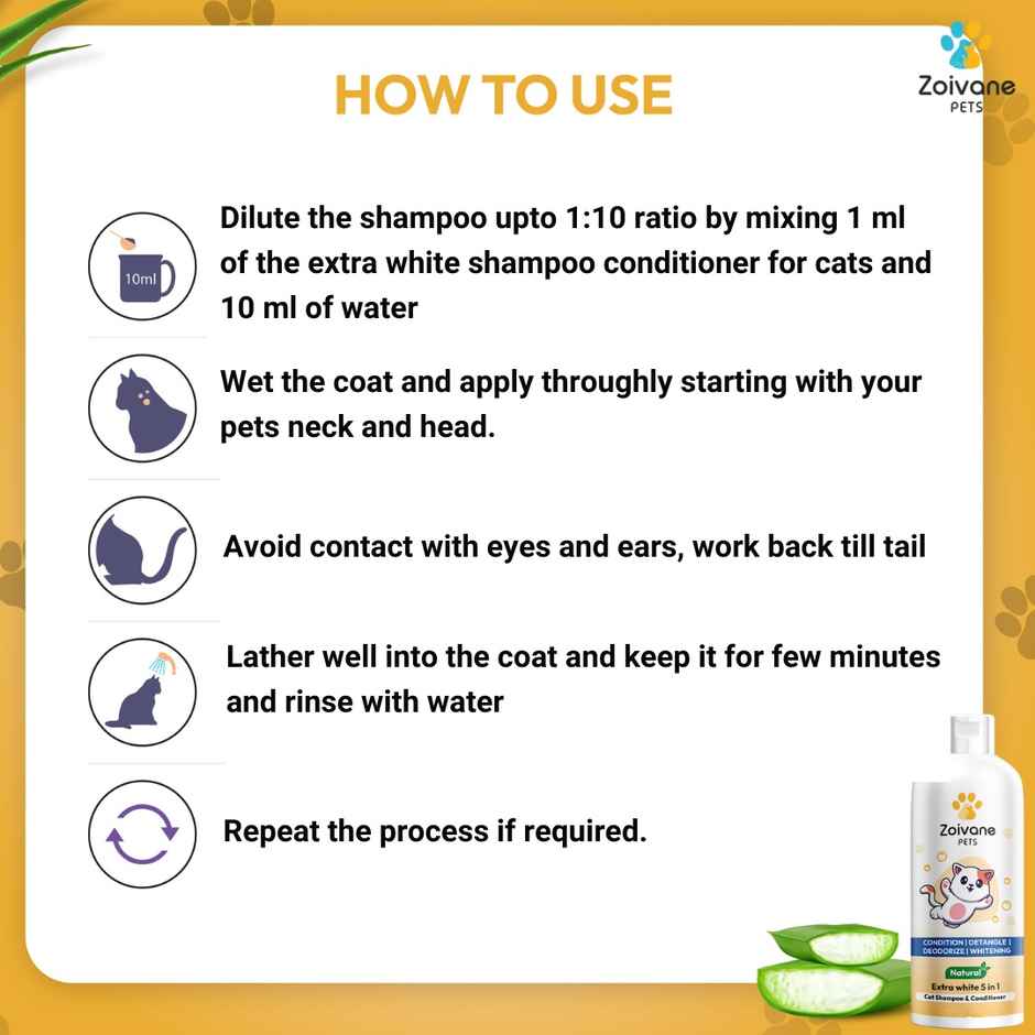 Zoivane Pets Cat Extra White Shampoo