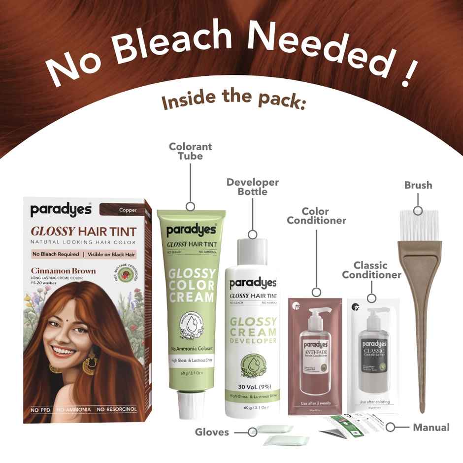 Paradyes No Bleach Cinnamon Brown Glossy Hair Tint
