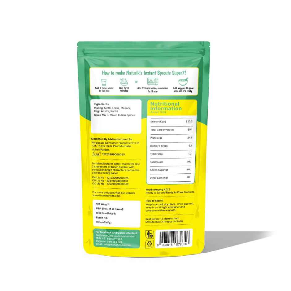 The Naturik Co High Protein Sprouts Mix Super 7 | Mixed Sprouts for Protein & Gut Health