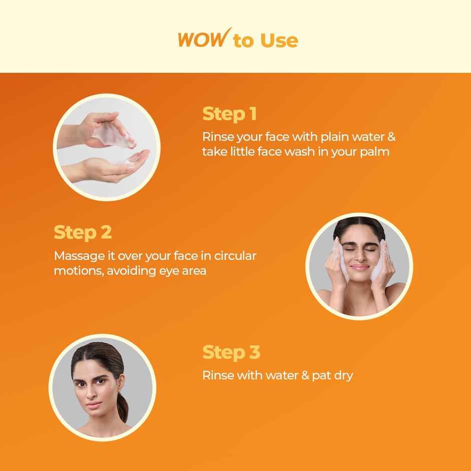 Wow Skin Science Brightening Vitamin C Foaming Face Wash With Built-In Face Brush For Deep Cleansing - No Parabens Sulphate Silicones & Color