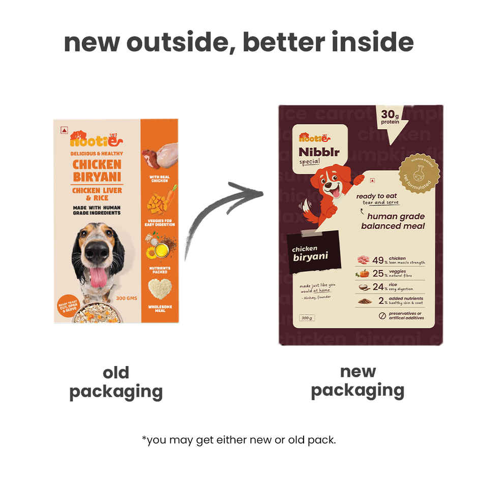 Nibblr By Nootie Fresh Chicken Biryani Wholesome Meal | Chicken Liver & Rice Dog Wet Food 300gm