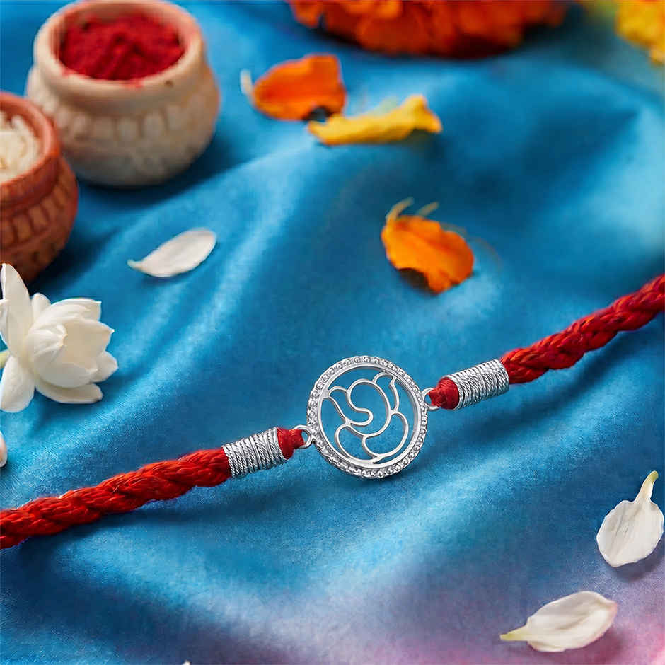 Ganesh 925 Pure Silver Rakhi for Brother | Pack of 1 | Zavya