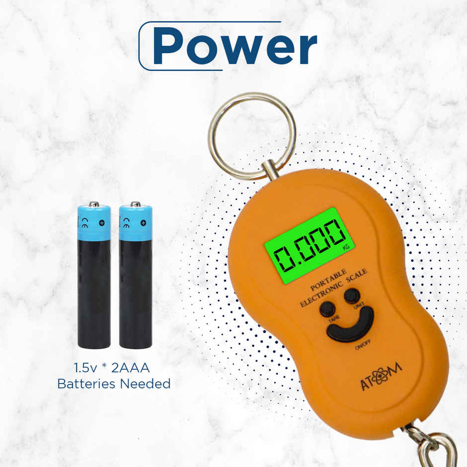 ATOM Aliston A 301 Digital Hanging Scale With Capacity 50 kg | Stainless Steel Hook For Luggage