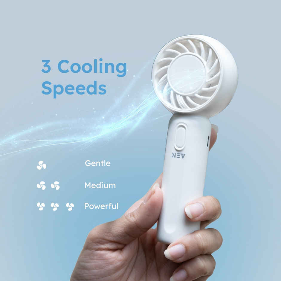NEV Air Sync Portable Mini Fan with 3 Speeds, Handheld and Desktop, 500 mAh