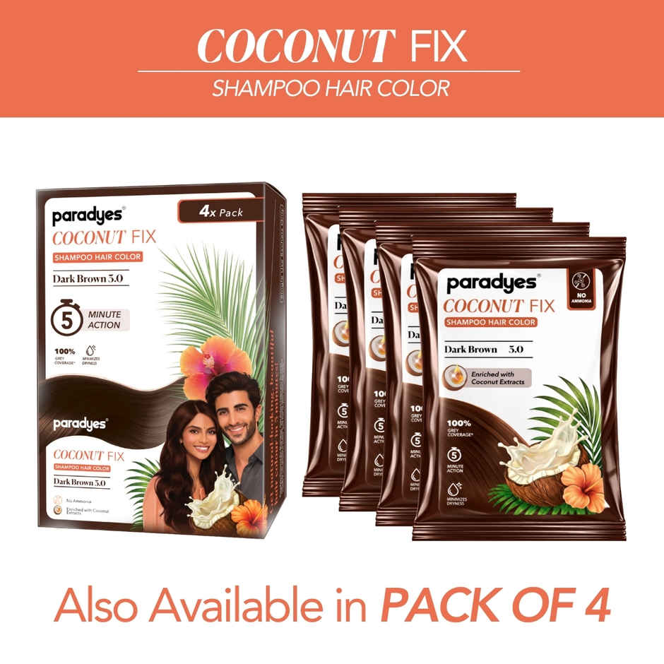 Paradyes Coconut Fix Shampoo No Ammonia Hair Color | Dark Brown 3.0