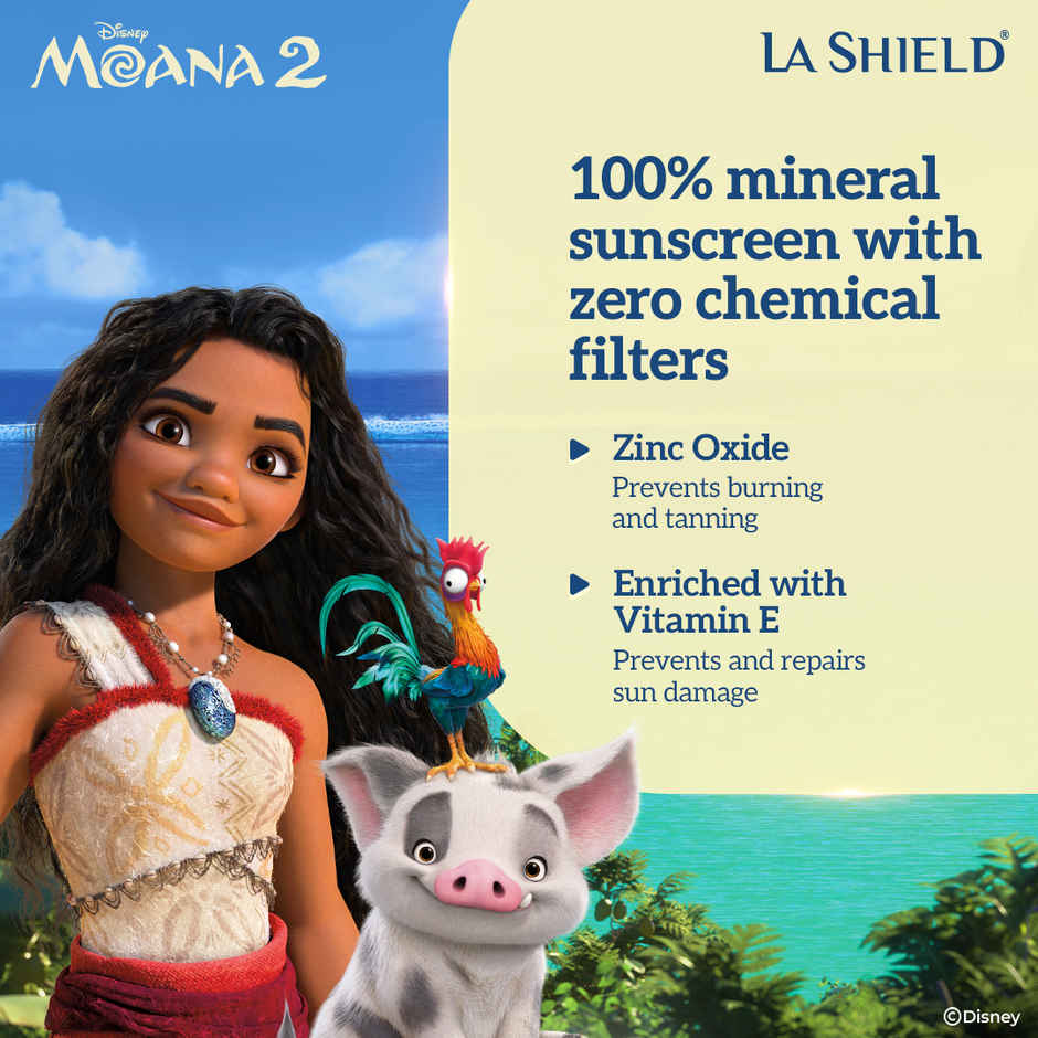 La Shield Disney Moana 2 Kids Sunscreen Spf 50 Pa+++ | 100% Mineral Sunscreen
