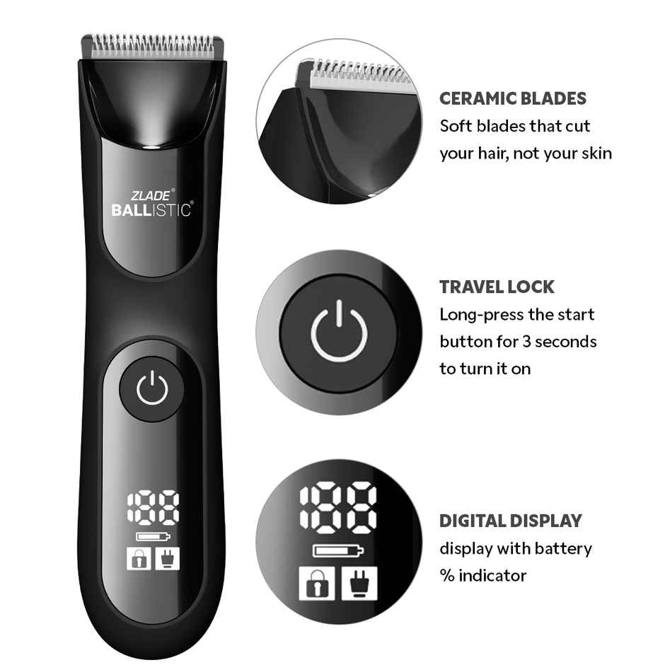 Zlade Ballistic Pro Full-Body Manscaping Trimmer | Beard, Body & Balls