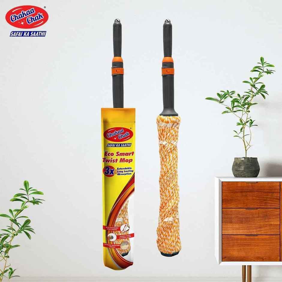 Chakaachak Microfiber Twist Mop With Stainless Steel Telescopic Handle