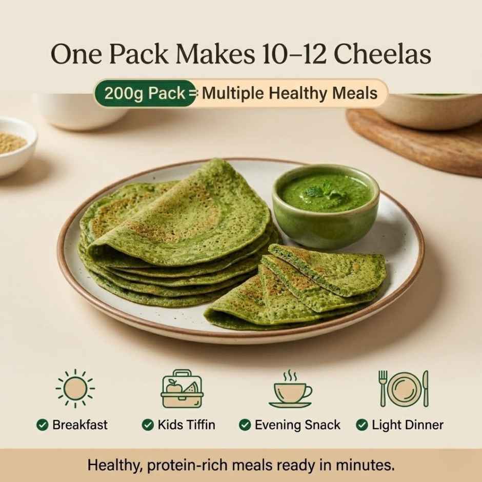 The Naturik Co Spinach Moringa High Protein Chilla Mix | Iron Rich | Weight Loss Breakfast