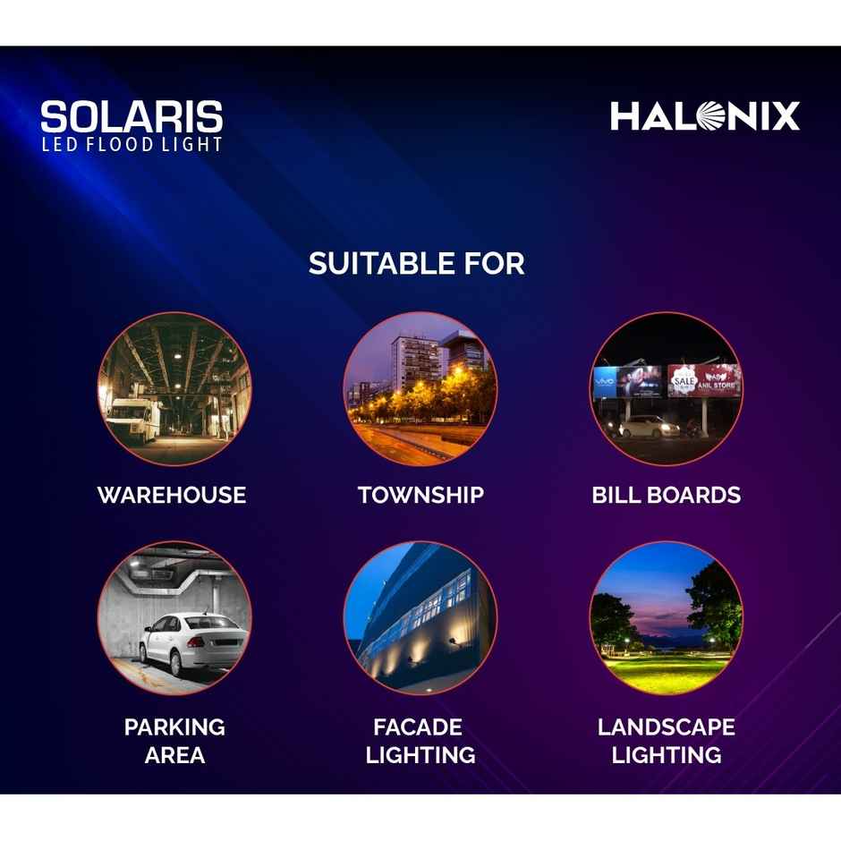 Halonix Solaris 50W Waterproof Led Flood Light, White, Pack Of 1