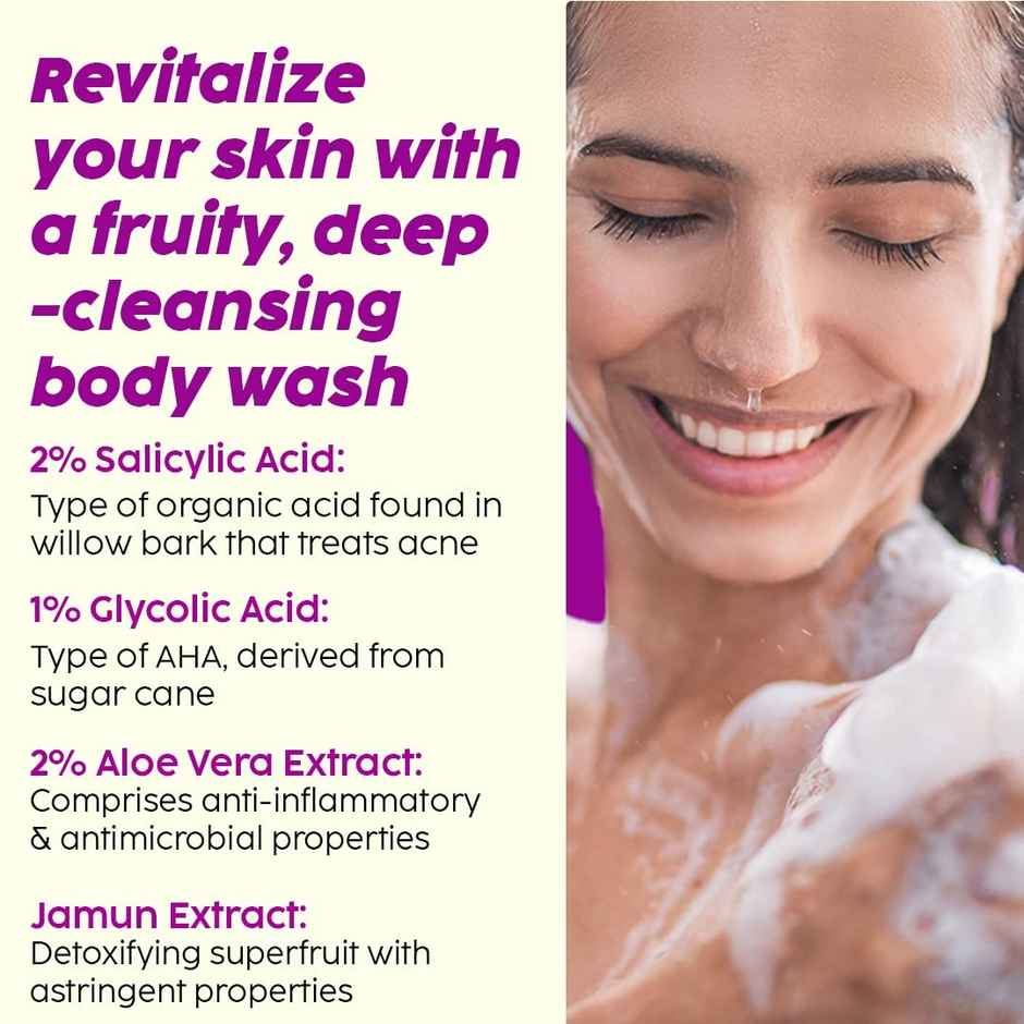 Plix The Plant Fix Jamun 2% Salicylic Acid Body Wash For Body Acne | Bumpy Skin Combo