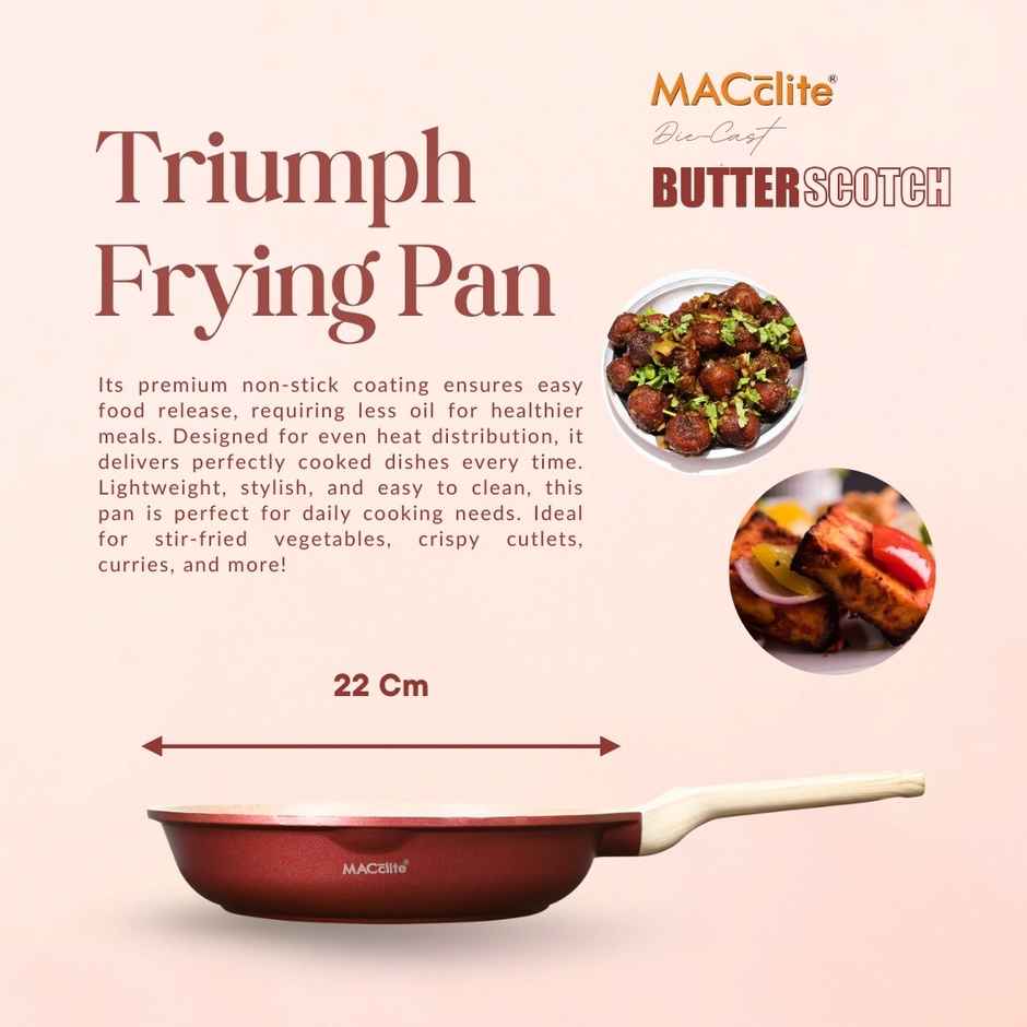 Macclite Non-Stick PDC Granite+ Induction Base Butter Scotch Triumph Frying Pan 22 cm