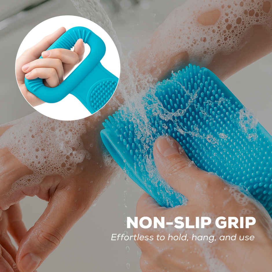 Multibrite Silicone Body Scrubber for Bath | Double-Sided Back Exfoliating Scrubber