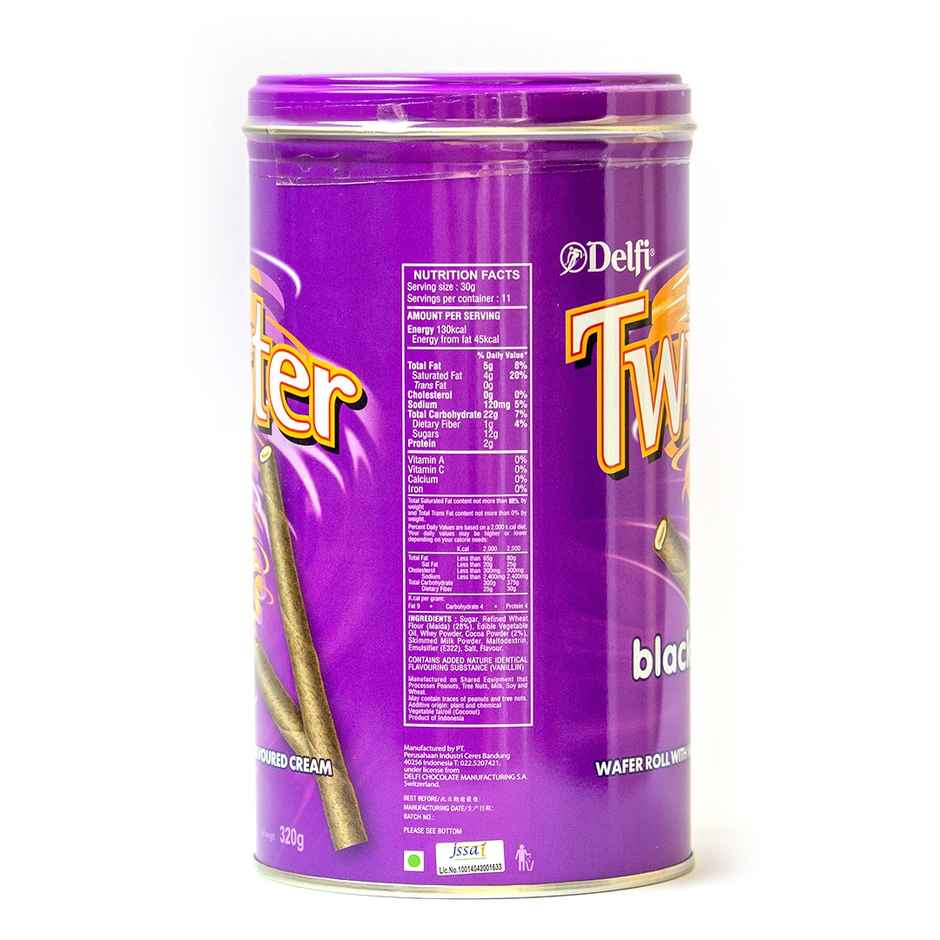 Delfi Twister Black Wafer Rolls