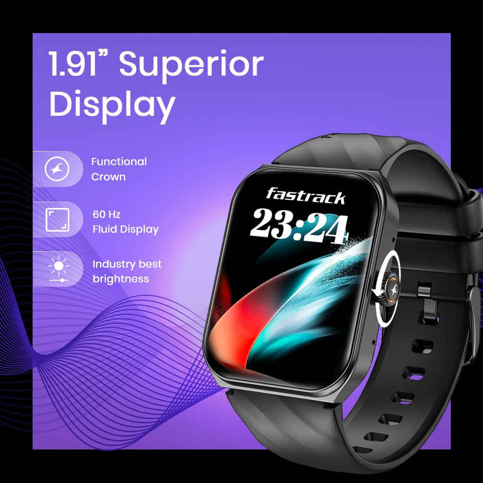 Fastrack New Limitless X2 Smartwatch | 1.91 Inch UltraVU Rotating Crown 60 Hz BT Calling IP68 | Black