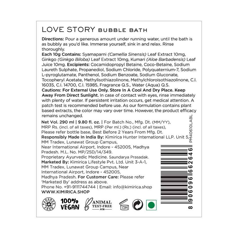 Kimirica Love Story Bubble Bath | Aromatic Foaming Bath with Romantic Fragrance | Gentle & Relaxing
