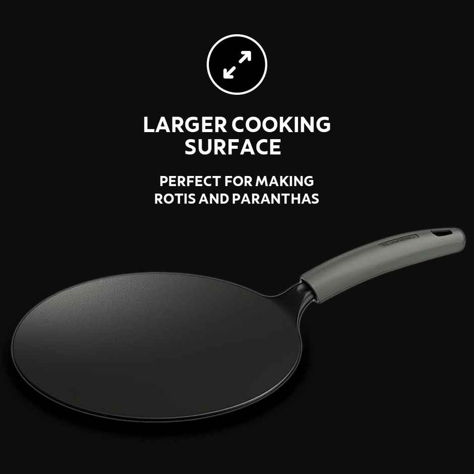 Tramontina Titanex 26 cm Pre-Seasoned Cast Iron Roti Tawa Non-Toxic, Easy Hold Non-Slip Heat-Resistant Grip, Superior Stone Finish, Excellent Heat Retention & Even Heating, Durable & Easy to Clean