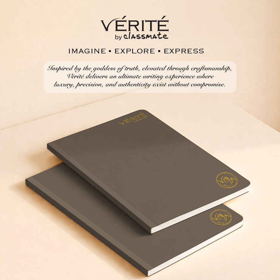 Verite by Classmate | Lay Flat Notebook | Taupe Brown | Size 240 X 180 | Single Line | 120 Pages