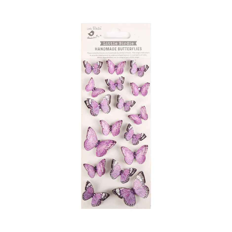 Itsy Bitsy Handmade Stickers Pastel Purple 3d Jewel Butterfly 17 Pc Pbci Lb