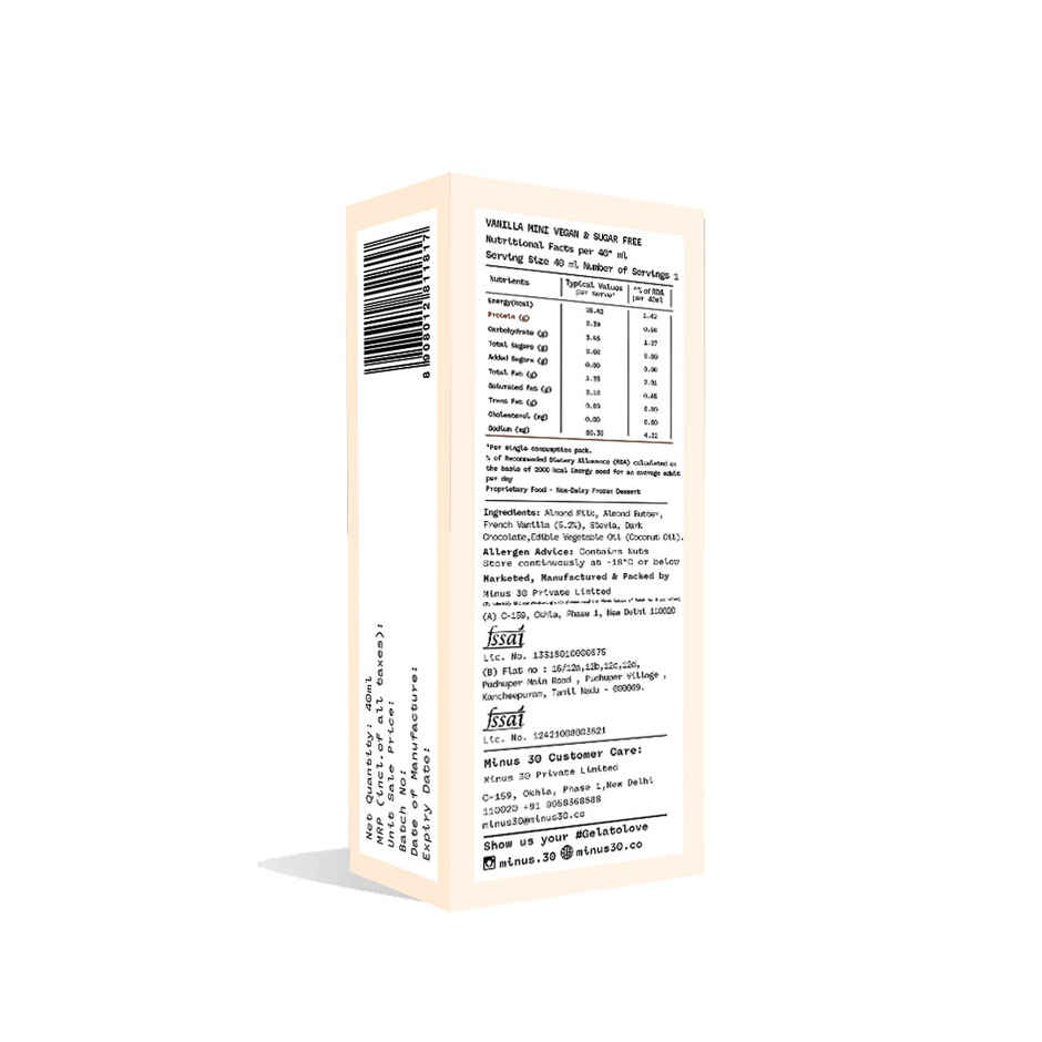 Minus Thirty Vanilla Mini Stick Vegan & Sugar Free