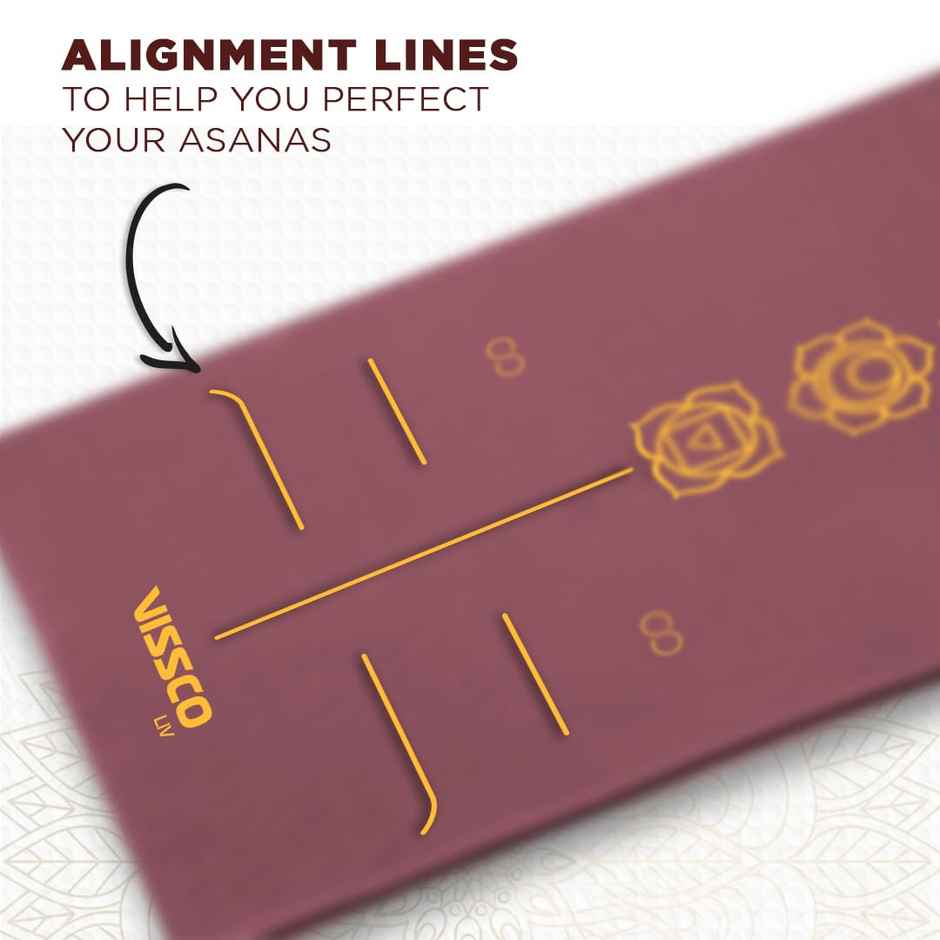 Vissco Seven Chakras Alignment Yoga Mat Wine 72" x 24" Thickness 6mm