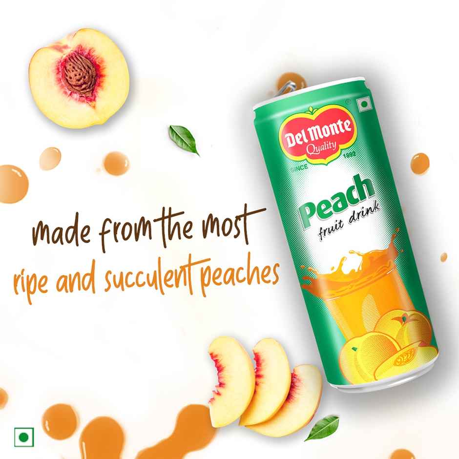 Del Monte Peach Fruit Drink with Real Peach Bits Sweet, Juicy & Perfect for Cocktails & Mocktails