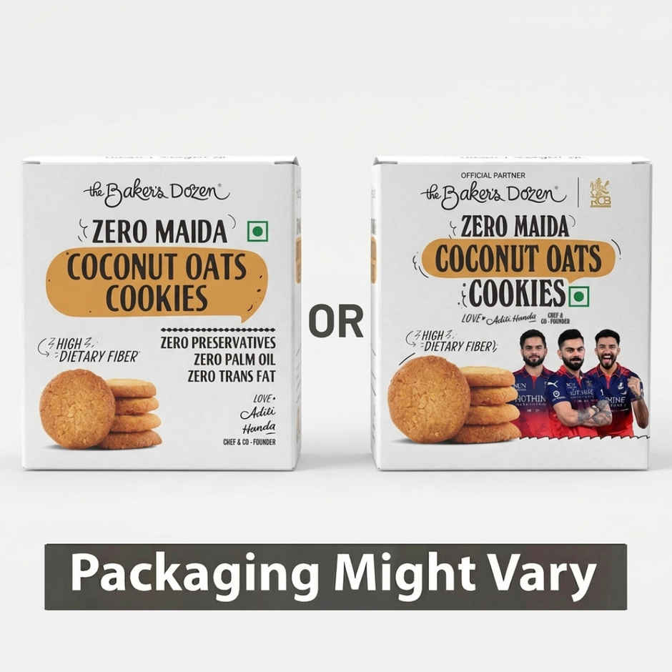 The Baker's Dozen Zero Maida Coconut Oats Cookies | Premium Oats Biscuit cookies | Coconut Biscuit