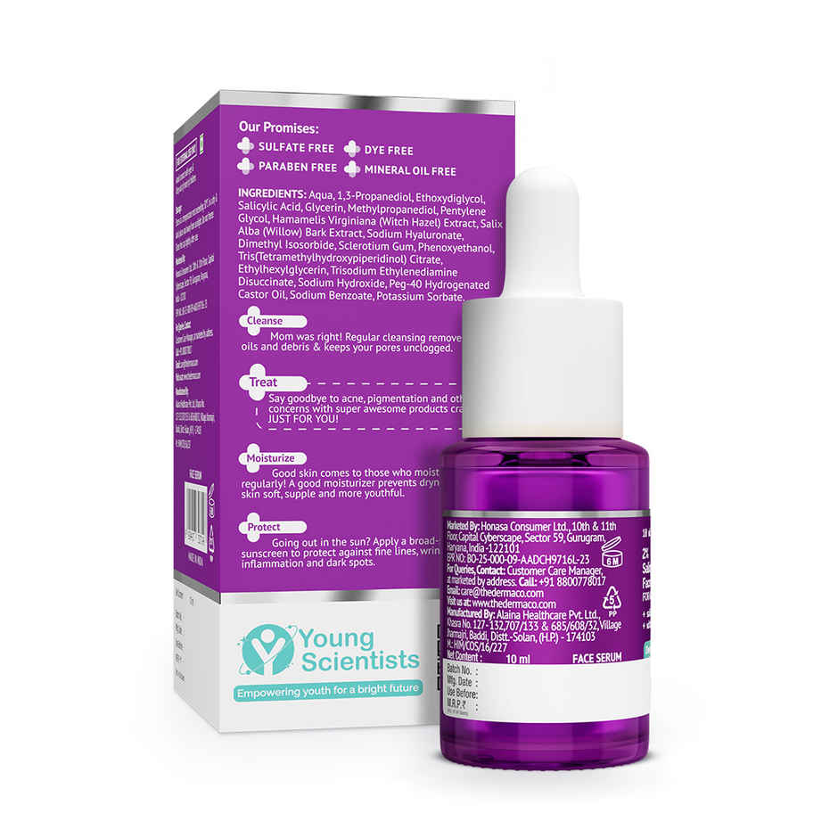 The Derma Co 2% Salicylic Acid Serum With Witch Hazel & Willow Bark For Active Acne Day+Night