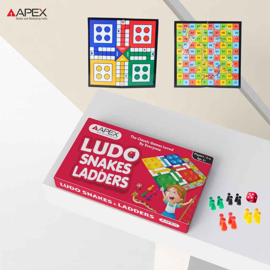 Apex Ludo & Snakes and Ladders Board Game | Family Indoor Game | Age 5+