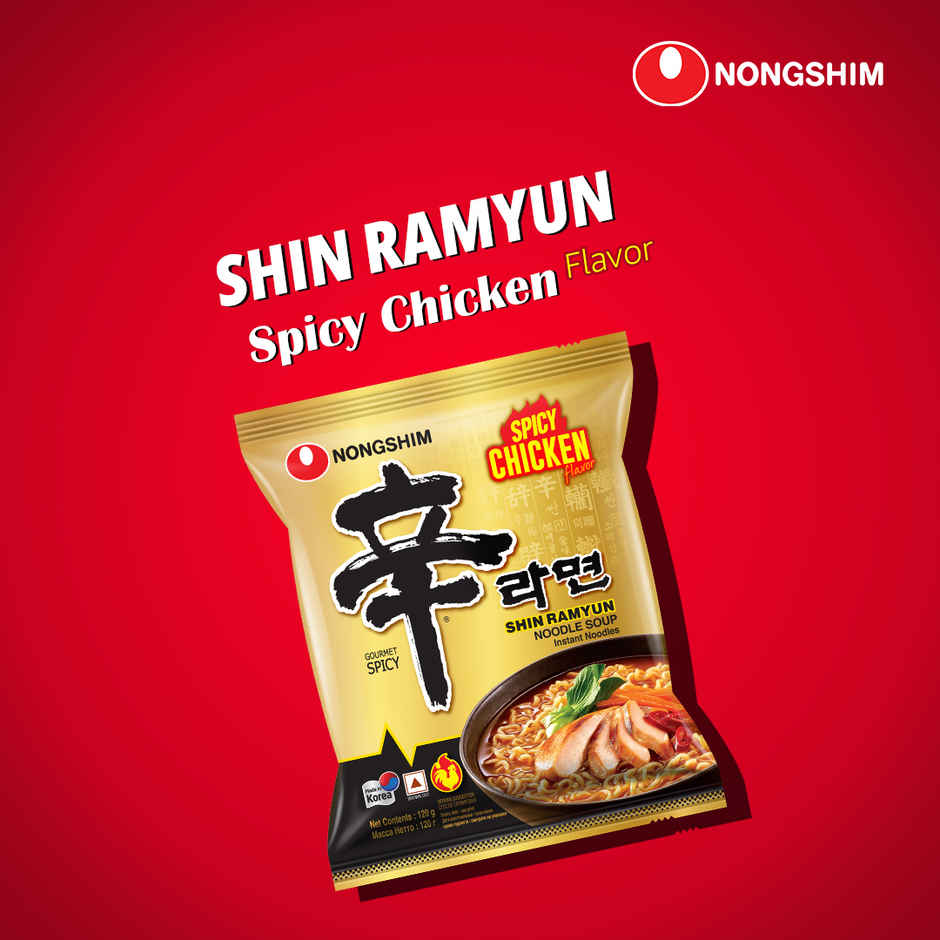 Nongshim Korean Shin Ramyun Noodle Soup With Spicy Chicken Flavour Non Veg Combo