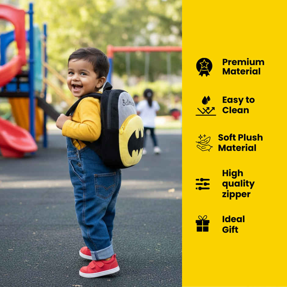 Kidara Batman Plush Backpack | Grey & Yellow