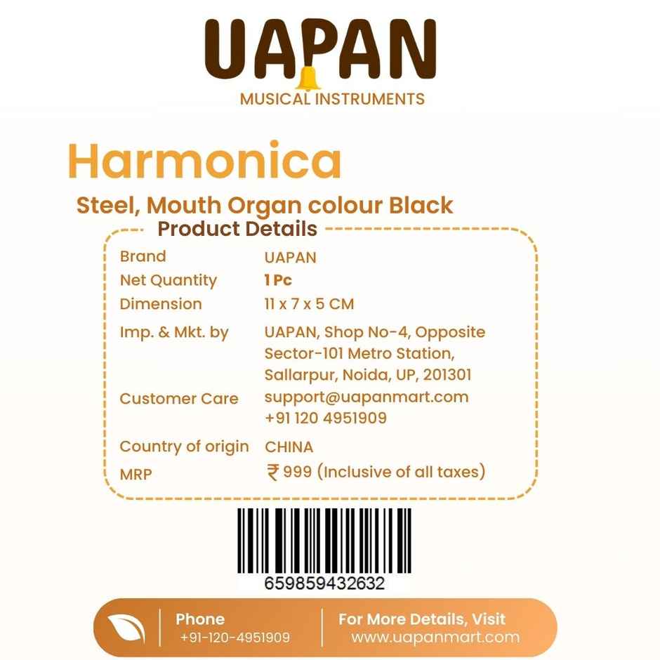 Uapan Mouth Organ Harmonica 10 Hole 20 Tones With Case