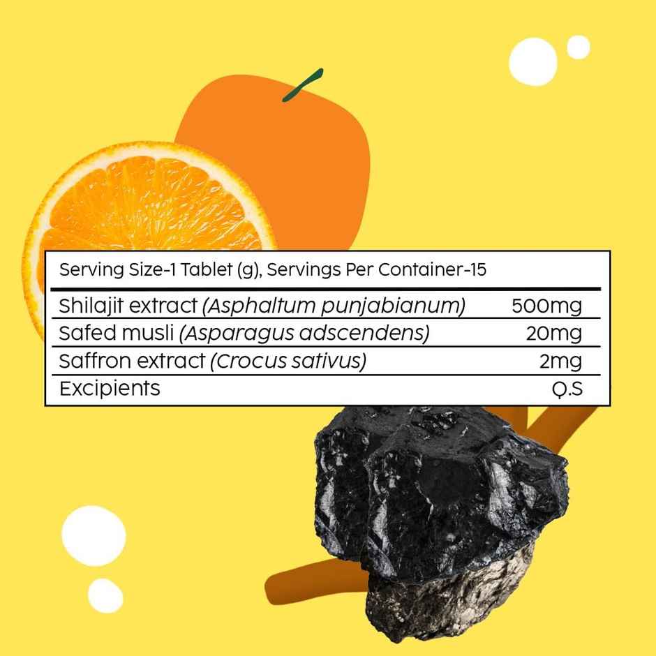 Plix Shilajit Effervescent with Saffron & Safed Musli for Vitality & Performance (Orange) - Pack Of 1