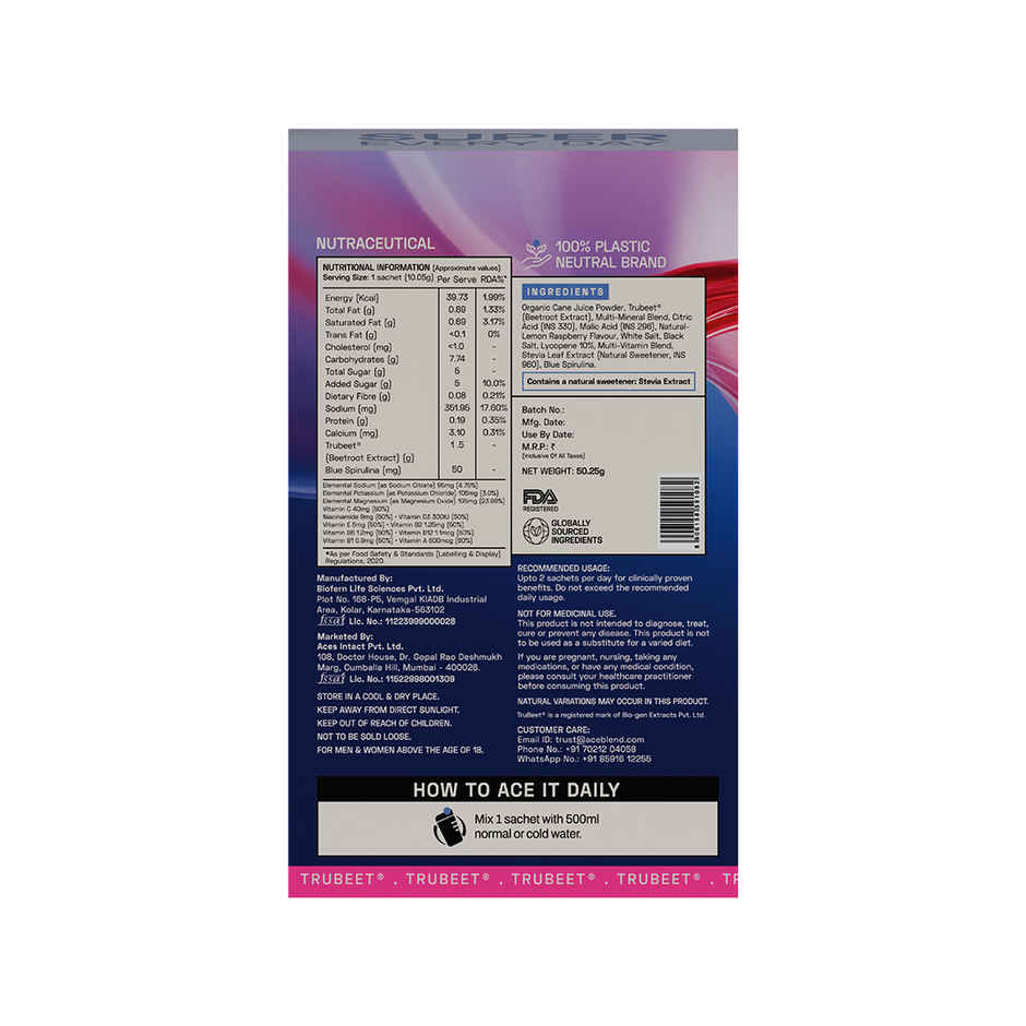 Ace Blend Hydration Powder Sachets Lemon Raspberry | Instant Electrolyte Replenishment