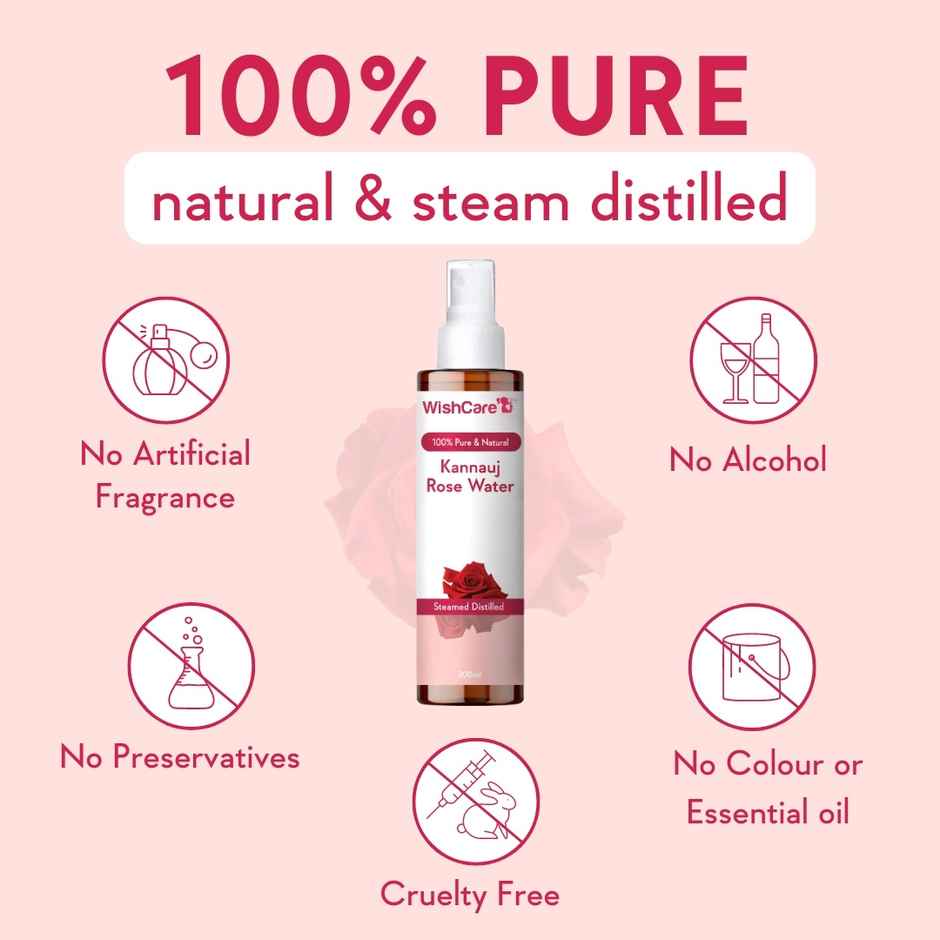 Wishcare Unisex Red Pure  Natural Kannauj Rose Water For Skin, Face  Hair (200ml) & Wishcare Unisex Pure  Unscented Glycerine (250g) Combo