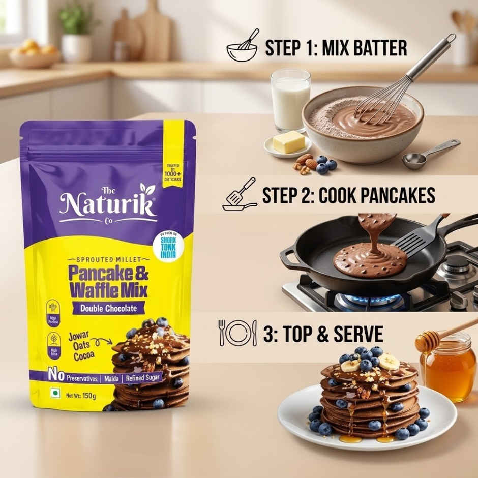 The Naturik Co High Protein Millet Pancake Double Chocolate