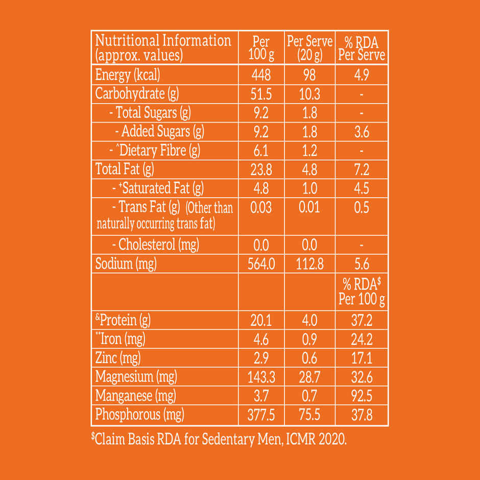 Right Shift High Protein Roasted Mix, Khatta Meetha, No Palm Oil, 20g Protein, Not Fried, 6g Fibre