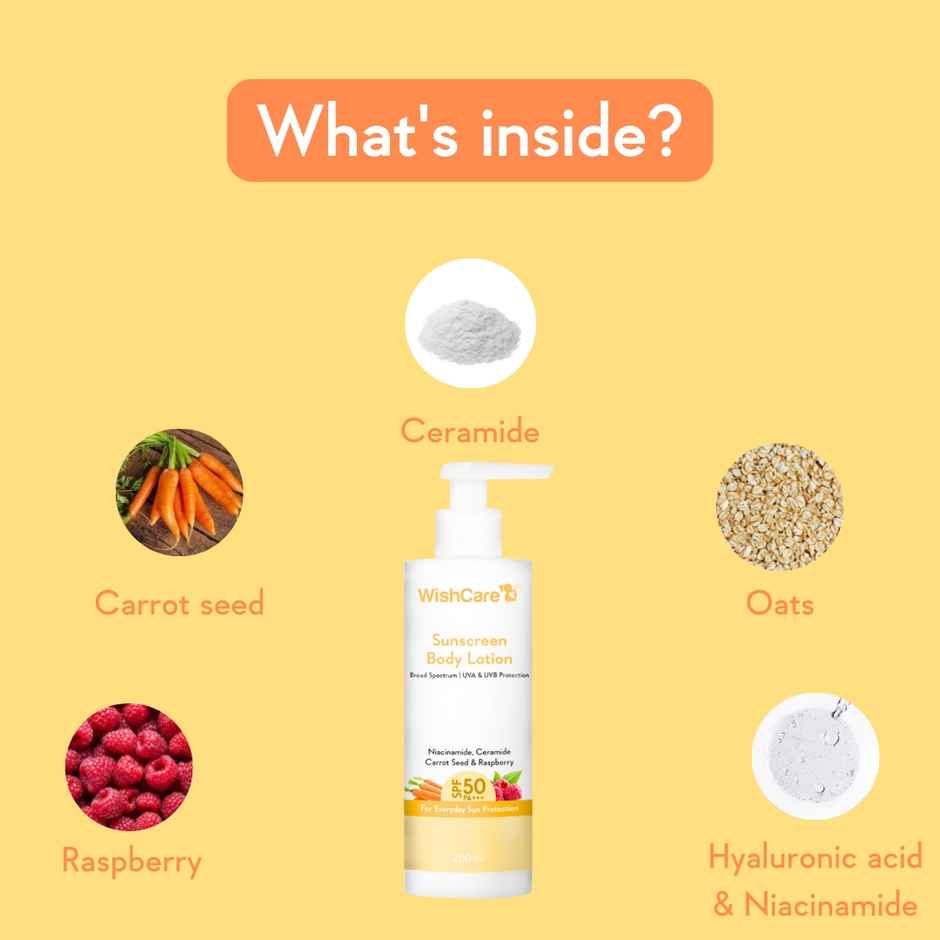 WishCare Sunscreen Body Lotion SPF 50 PA++++ | In-Vivo Tested | Body Sunscreen With No Cast