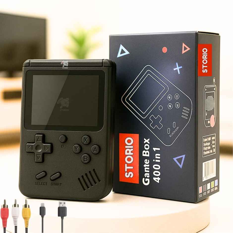 Storio Rechargeable Pocket Video Game For Kids 400 In 1 Retro Game Box | Black