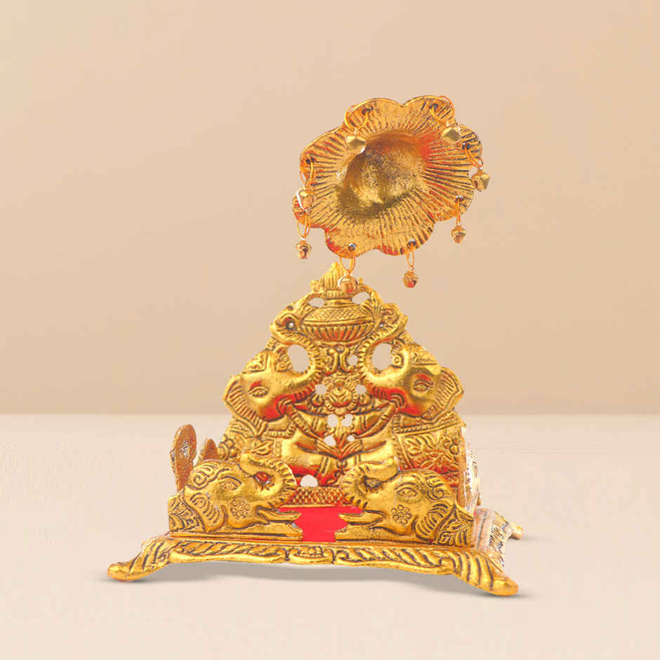 Singhashan For Laddu Gopal with Elephants in Gold Polish | Devnidhi