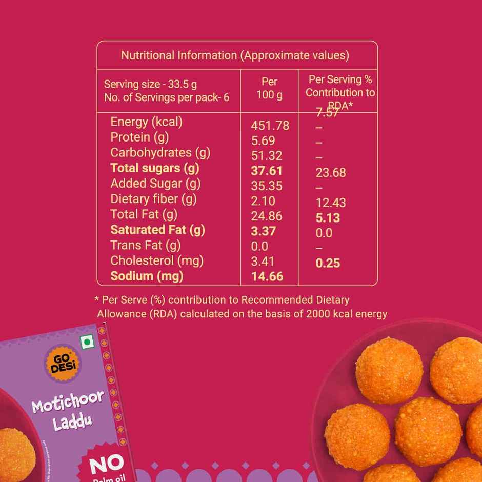 GO DESi Ghee Motichoor Laddu | No Palm Oil | With Pure DESi Ghee