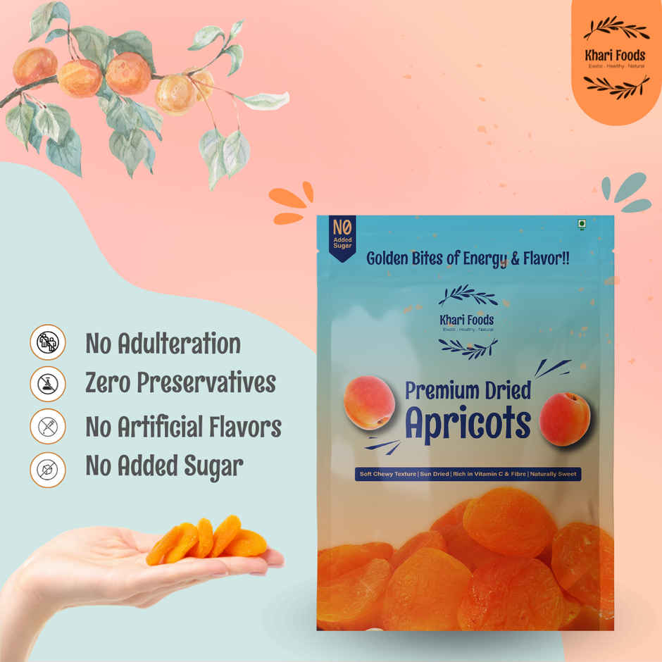 Khari Foods Premium Apricot Dried | Seedless Khumani | Dry Fruit Snack | No Added Sugar