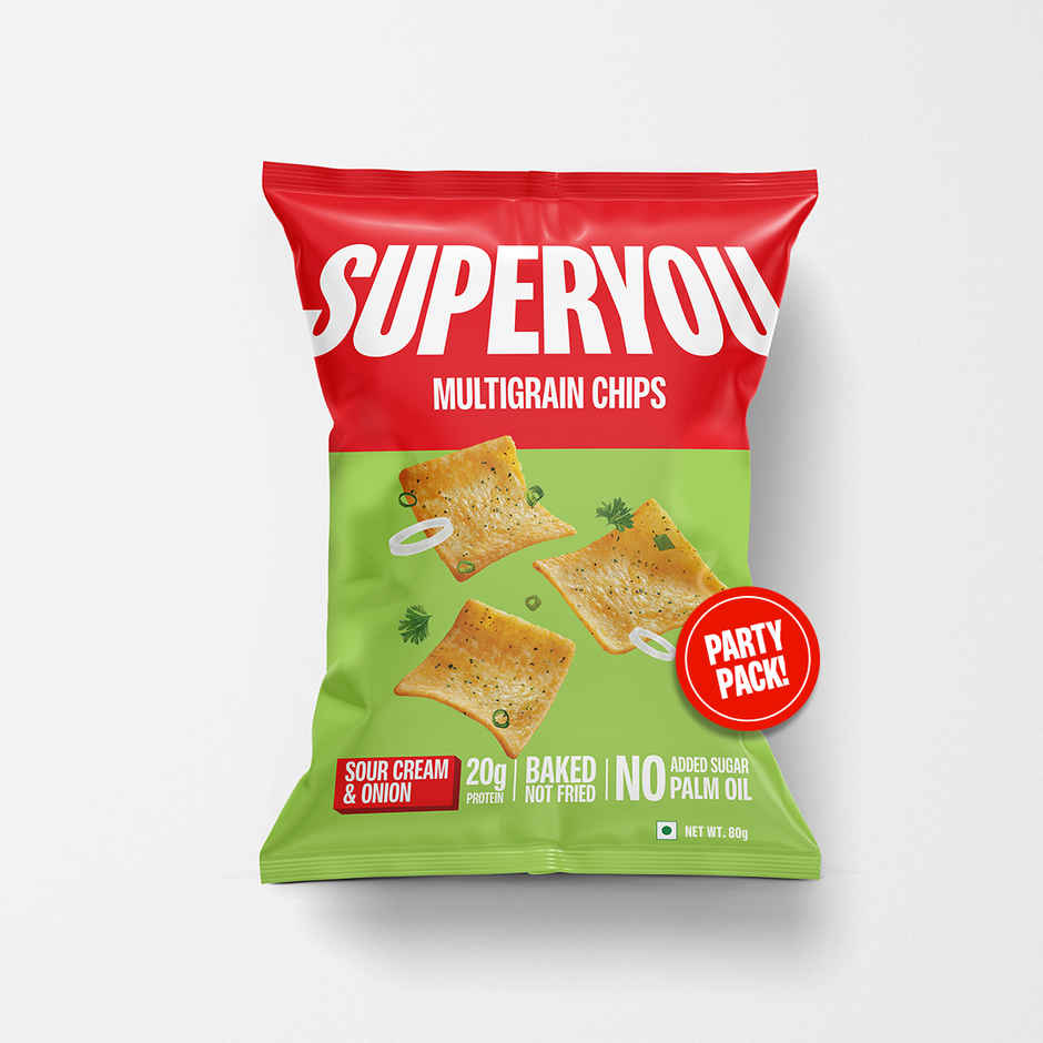 SuperYou 20g Protein Multigrain Chips - Sour Cream & Onion (No Palm oil, Baked Not Fried) Combo  