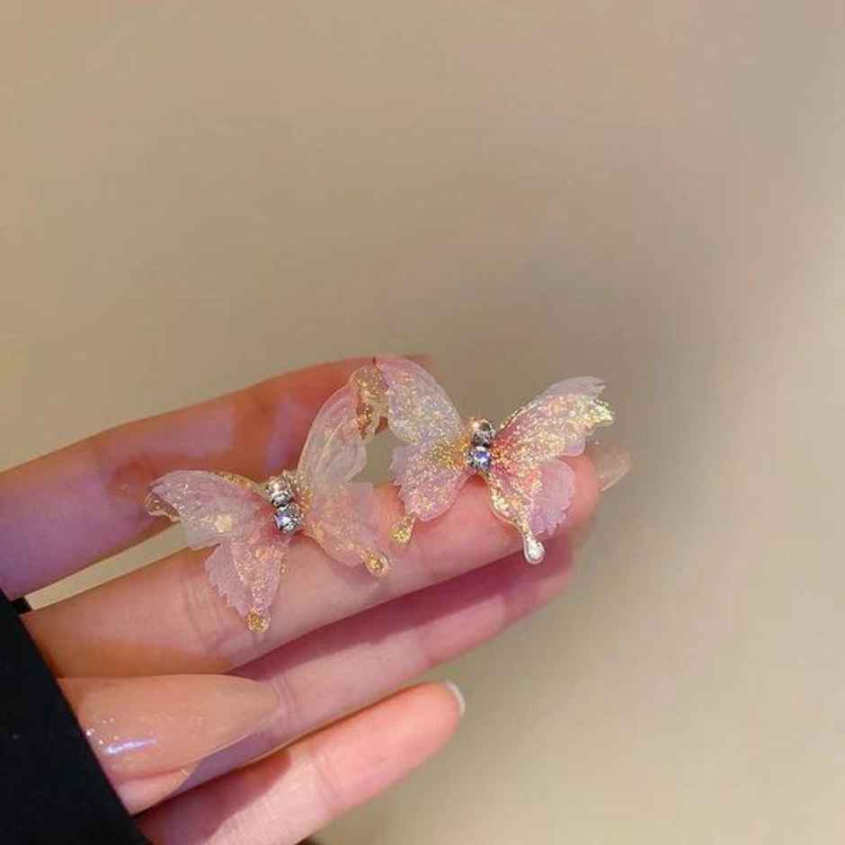 Estailo Fashion Butterfly Fantasy Earrings | E0000991 | Pink