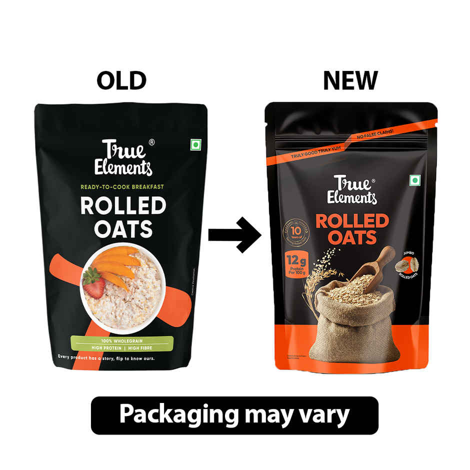 True Elements Rolled Oats | Wholegrain High Fibre High protein Oats | Keeps You Fuller Longer